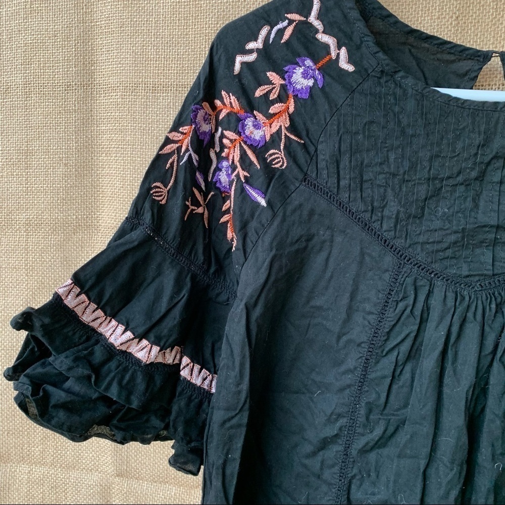 Free People Pavlo Embroidered Dress Women's Size S Babydoll Mini Floral Boho - Picture 10 of 12